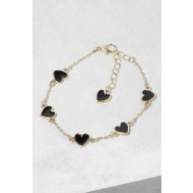 Bracelet À Cœurs Noirs - One Size, Noir