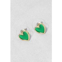 Boucles D'Oreilles Fluo En Forme De Cœur - Vert - One Size, Vert
