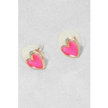 Boucles D'Oreilles Fluo En Forme De Cœur - Rose - One Size, Rose