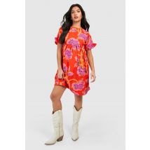 Maternité - Robe De Grossesse Babydoll Fleurie - Rouge - 40, Rouge