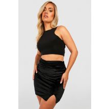 Grande Taille - Mini-Jupe Froncée En Velours - Noir - 48, Noir