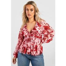 Grande Taille - Top Fleuri Plumetis En Mesh - Rose - 44, Rose