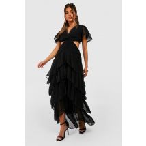 Robe Longue À Volants - Noir - 38, Noir