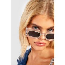 Lunettes De Soleil Carrées Pailletées - Blanc - One Size, Blanc