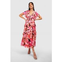 Maternité - Robe Longue Fleurie À Volants - Noir - 40, Noir