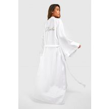Robe De Chambre Longue Satinée À Slogan Bride - Blanc - 44, Blanc