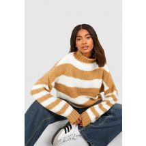 Pull Rayé À Col Montant - Beige - S/M, Beige