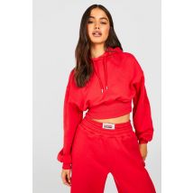 Sweat À Capuche Court Ample - Rouge - S, Rouge