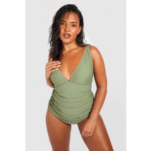 Grande Taille - Maillot De Bain Décolleté - Vert Kaki - 50, Vert Kaki