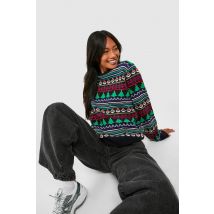 Pull De Noël Motif Tricot Jacquard - Bleu Foncè - M, Bleu Foncè