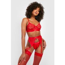 Ensemble De Lingerie En Dentelle - Rouge - M, Rouge