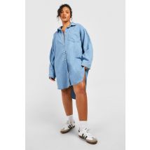 Grande Taille - Robe Chemise En Jean - Bleu - 52, Bleu