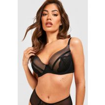 Soutien-Gorge Push-Up En Mesh Et Dentelle - Noir - 34E, Noir