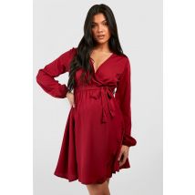 Maternité - Robe De Grossesse Patineuse Cache-Cœur - Rouge Vin - 40, Rouge Vin