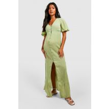 Maternité - Robe Longue À Dentelle Style Bohème - Vert Mastic - 36, Vert Mastic