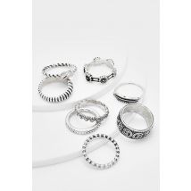 Lot De Bagues Argentées - Gris - Argent - S/M, Gris - Argent