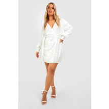 Grande Taille - Robe Portefeuille À Paillettes - Blanc - 44, Blanc