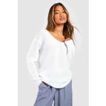 Pull Basique À Col En V - Blanc - S, Blanc