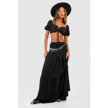 Ensemble Texturé Avec Bralette Et Jupe Longue - Noir - 42, Noir