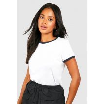 T-Shirt À Col Et Manches Contrastées - Blanc - L, Blanc