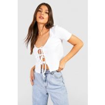 T-Shirt À Manches Courtes Et Attaches - Blanc - S, Blanc