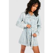 Robe Chemise En Jean À Ceinture - Bleu - 40, Bleu