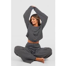 Pyjama En Jersey À Rayures Avec T-Shirt Et Pantalon - Noir - 40, Noir