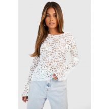 Top En Dentelle À Manches Longues - Blanc - 40, Blanc