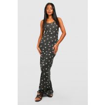 Robe Longue Fleurie - Noir - 36, Noir