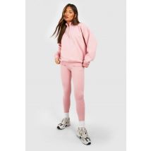 Ensemble Avec Sweat Zippé Et Legging - Rose - S, Rose