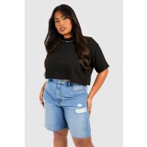 Grande Taille - Short Bermuda Déchiré En Jean - Bleu Jean - 52, Bleu Jean