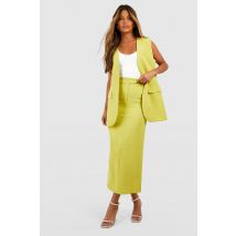 Jupe Mi-Longue De Tailleur Fendue - Jaune Citron - 36, Jaune Citron