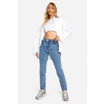 Jean Mom Basique Taille Haute - Bleu - 44, Bleu