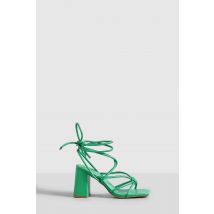 Sandales À Talon Carré Et Lacets Montants - Vert - 40, Vert