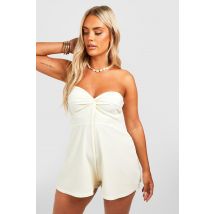 Grande Taille - Combishort De Plage Bandeau Torsadé - Blanc - 44, Blanc