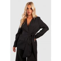 Grande Taille - Blazer Noué À La Ceinture - Noir - 44, Noir