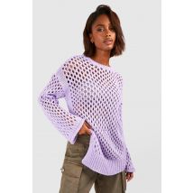 Pull Oversize En Crochet - Lilas - S, Lilas