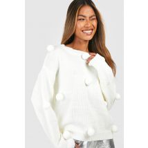 Pull À Pompons - Blanc - M, Blanc