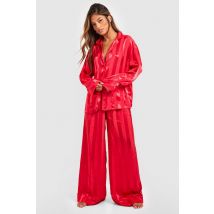 Pyjama Premium À Rayures Avec Chemise Et Pantalon - Rouge - 36, Rouge
