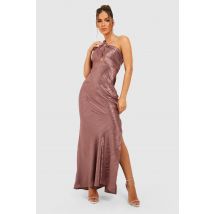 Robe Longue Satinée En Jacquard - Mauve - 42, Mauve