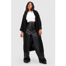 Grande Taille - Cardigan Oversize En Maille Côtelée - Noir - 46, Noir