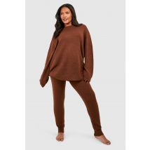 Grande Taille - Ensemble Confort Avec Pull À Col Ras-Du-Cou - Marron - 46, Marron