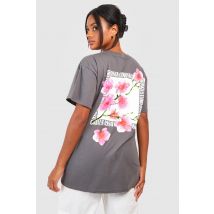 T-Shirt Oversize Fleuri À Slogan Dsgn Studio - Gris Anthracite - L, Gris Anthracite