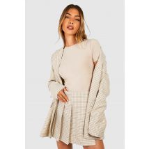 Mini-Jupe Texturée À Carreaux - Gris Pierre - 40, Gris Pierre