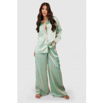 Pyjama Oversize À Rayures - Vert - 44, Vert