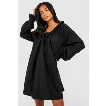 "Petite" - Robe À Volants Et Col Rond - Noir - 36, Noir