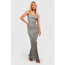 Robe Longue Plissée À Bretelles Fines - Vert Olive - 36, Vert Olive