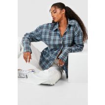 Chemise Oversize À Carreaux - Bleu - 38, Bleu
