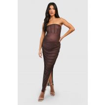 Maternité - Robe De Grossesse Bandeau En Tulle - Marron Chocolat - 40, Marron Chocolat