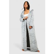 "Petite" - Robe De Chambre En Polaire À Imprimé Léopard - Gris - 36, Gris